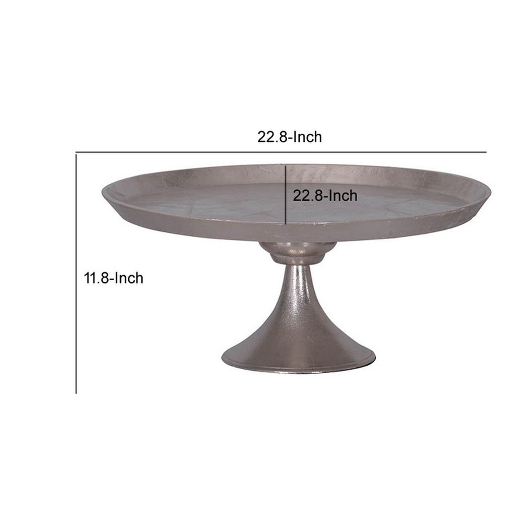 Aluminum Round Footed tray, Silver - View 6