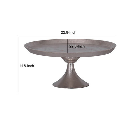 Aluminum Round Footed tray, Silver - View 6
