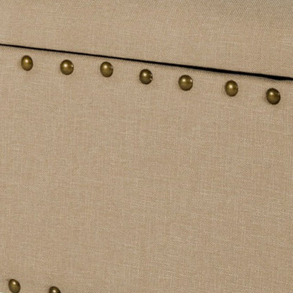 Fabric Upholstered Wooden Storage Bench With Nail head Trim, Large, Tan Brown - View 4