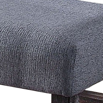 Rectangular Fabric Counter Height Bench with Padded Seat, Brown and Blue - View 3