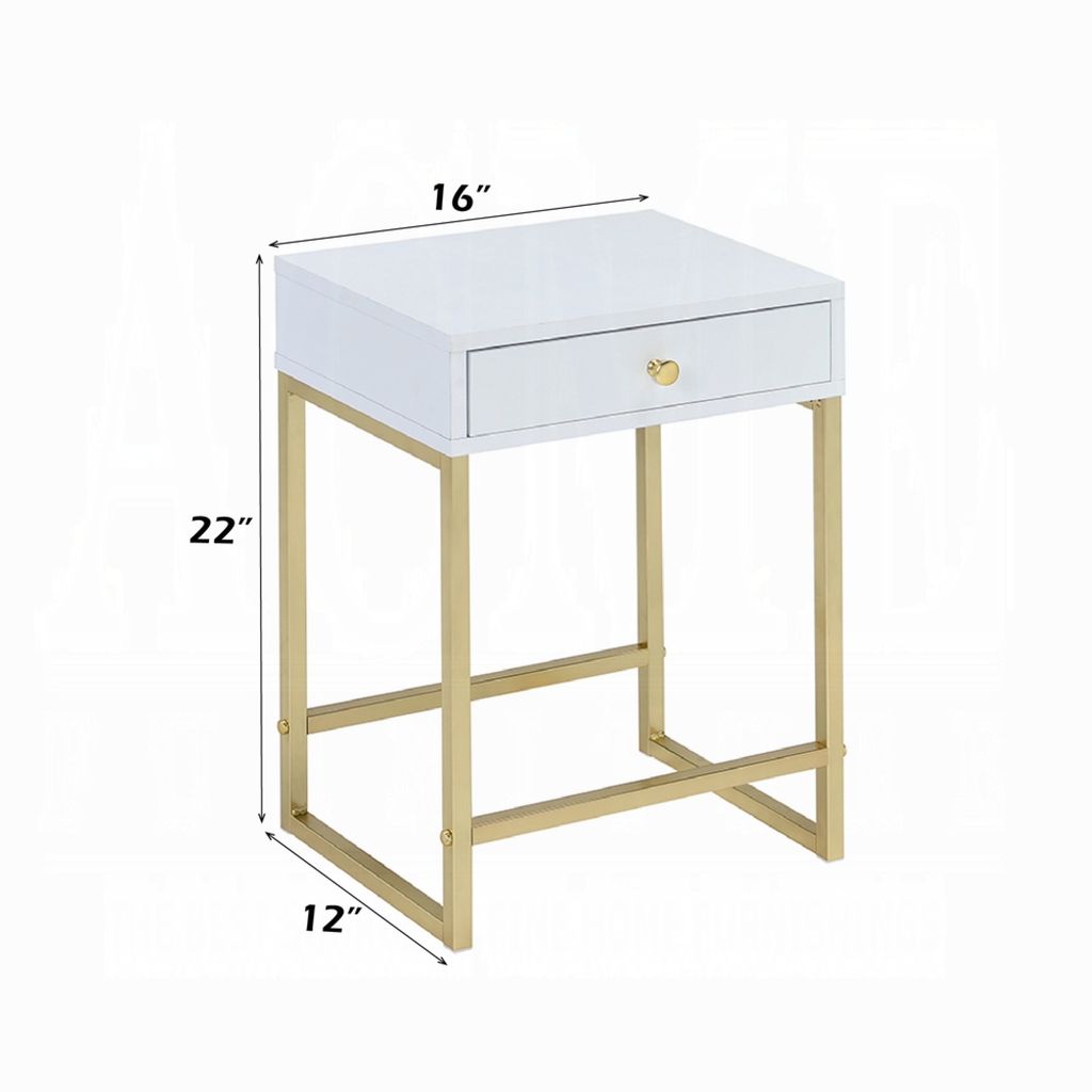 Astonishing Side Table, White & Gold - View 6