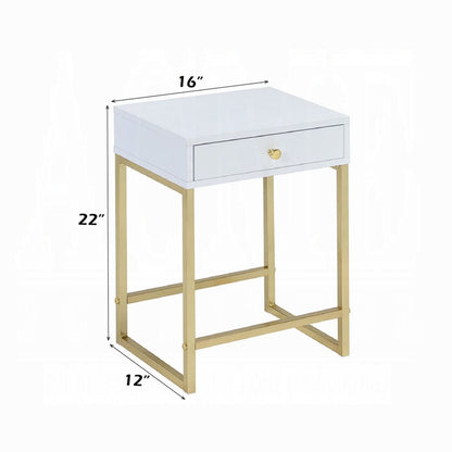 Astonishing Side Table, White & Gold - View 6