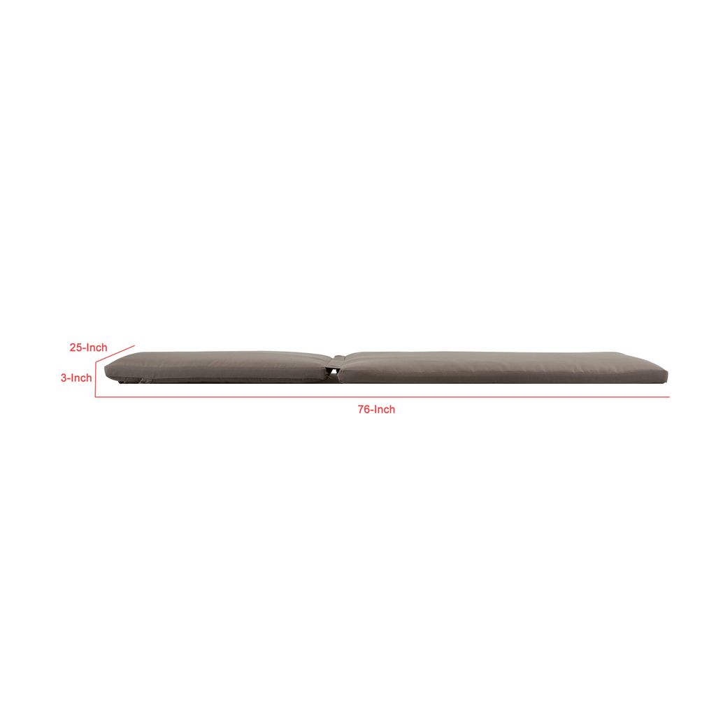 76 x 25 Outdoor Lounger Cushion, 2 Inch Thick Padding, Modern Gray Fabric - View 5