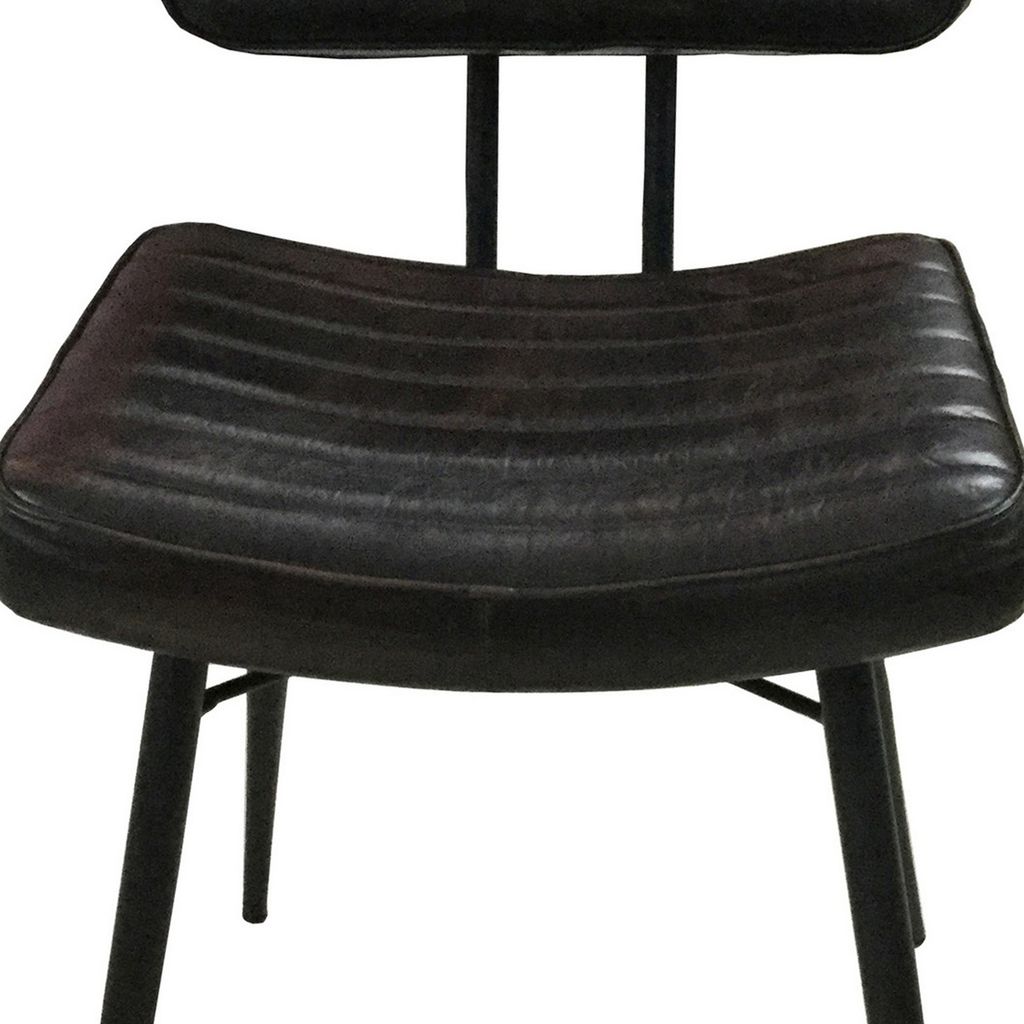 Mia 18 Inch Side Chair, Set of 2, Dyed Espresso Leather, Vertical Tufting - View 2