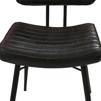 Mia 18 Inch Side Chair, Set of 2, Dyed Espresso Leather, Vertical Tufting - View 2