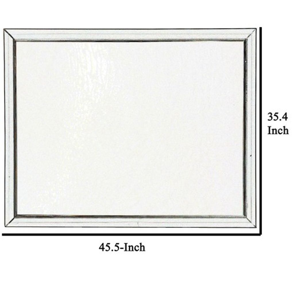 Rectangular Wood Encased Dresser Top Mirror, Champagne Silver - View 6