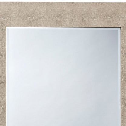 Structure 26 x 38 Modern Rectangular Mirror, Shargeen Texture, Bevel, Ivory - View 3