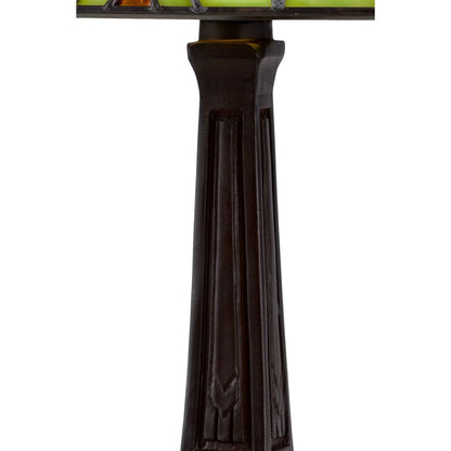 Eli 14 Inch Accent Lamp, Stained Square Tiffany Style Shade, Bronze Frame - View 3