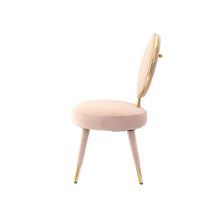 Cid 21 Inch Modern Glam Accent Chair, Round Backrest, Set of 2, Pink Velvet - View 3