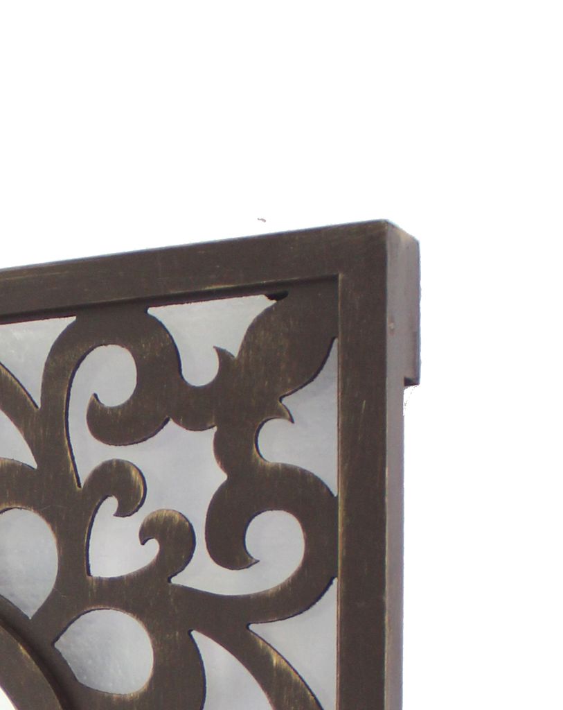 Set of 2 Wooden Frame Square Wall Mirror with Floral cut Out Design, Espresso - View 3