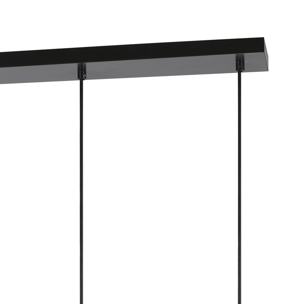 Metal Pendant Fixture with 4 Lantern Design Glass Shade, Black and Clear - View 4