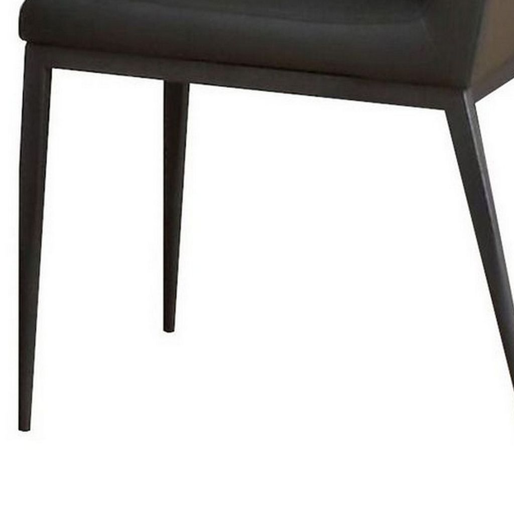 Chair with Faux Leather and Sleek Metal Legs, Gray - View 5