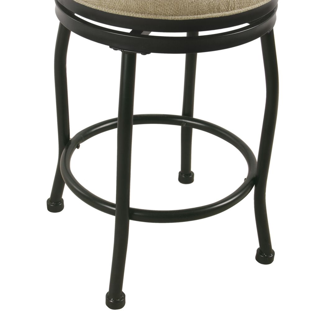 Metal Counter Stool with Swivelling Fabric Padded Seat, Beige and Black - View 3