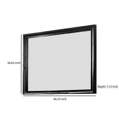 Mirror with Wooden Frame and Molded Detail, Black - View 6