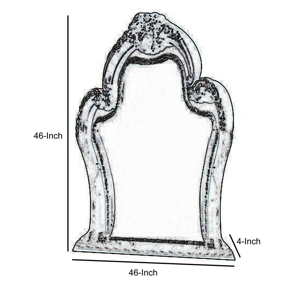 Traditional Wooden Mirror with Oversized Polyresin Scrollwork, Brown - View 5