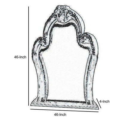Traditional Wooden Mirror with Oversized Polyresin Scrollwork, Brown - View 5