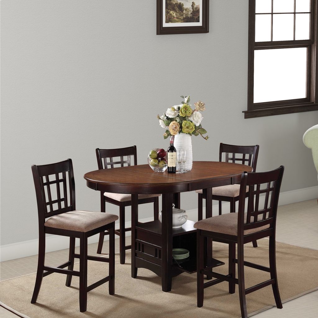 Dual Tone Counter Height Dining Table With Storage Base, Brown - View 6