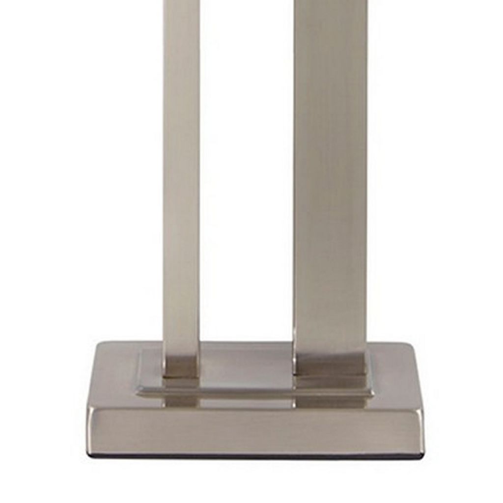 Metal Frame Table Lamp with Hardback Shade, Set of 2, White and Silver - View 3