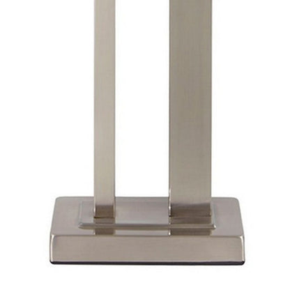 Metal Frame Table Lamp with Hardback Shade, Set of 2, White and Silver - View 3
