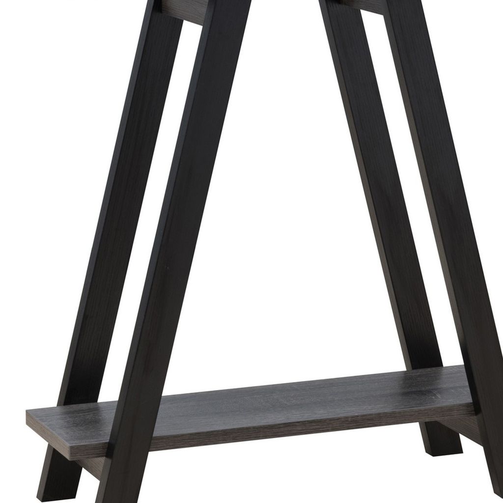 Baki 38 Inch Modern Wood Side Console Table, Corner Compartment, Black - View 4