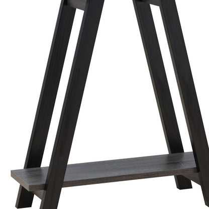 Baki 38 Inch Modern Wood Side Console Table, Corner Compartment, Black - View 4