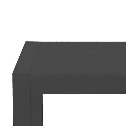 Kili 35 Inch Coffee Table, Polyresin Surface, Jet Black Aluminum Frame - View 3