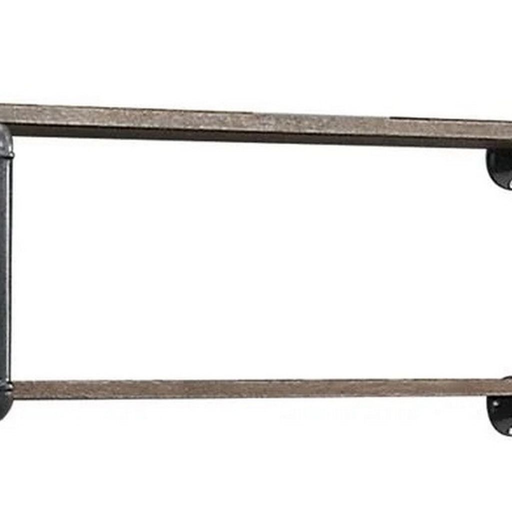 Antique Metal Framed Wall Rack, Brown and Gray - View 3