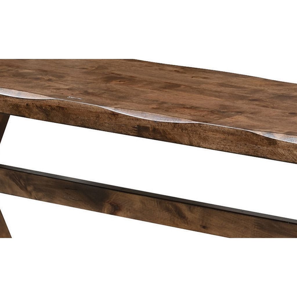 Wooden Trestle Style Base Bench, Brown - View 5