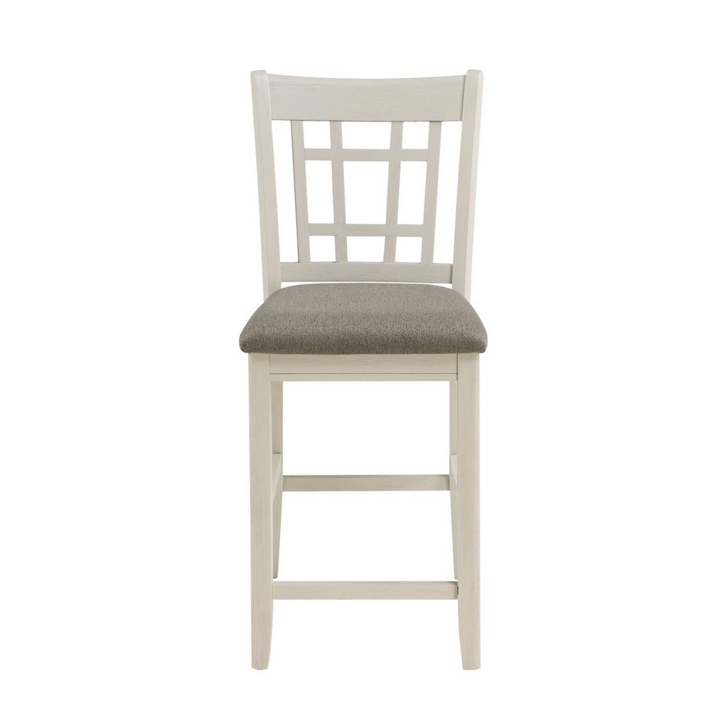 Glee 26 Inch Counter Height Chair, Set of 2, Antique White and Brown Finish - View 2