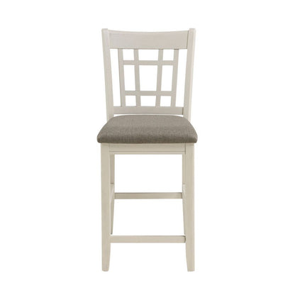 Glee 26 Inch Counter Height Chair, Set of 2, Antique White and Brown Finish - View 2
