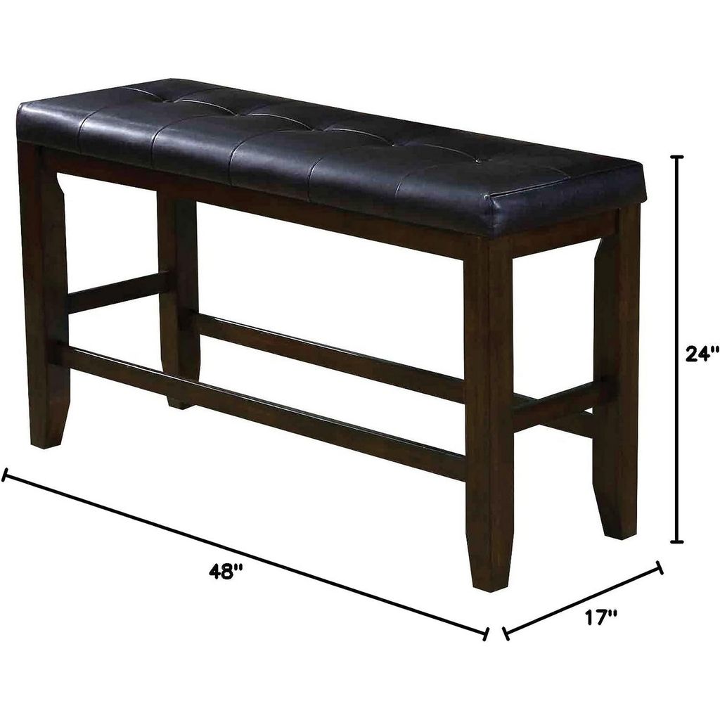 Comfy Wooden Counter Height Bench, Black & Espresso Brown - View 6