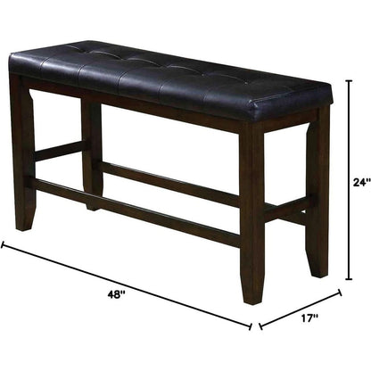 Comfy Wooden Counter Height Bench, Black & Espresso Brown - View 6
