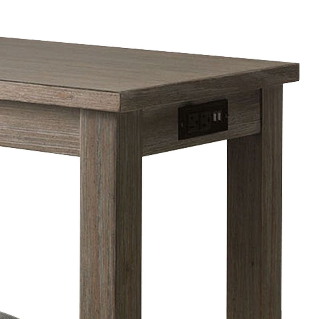 3 Piece Counter Height Dining Set with Stools, Gray - View 5