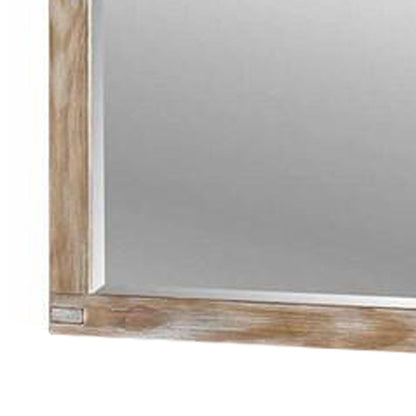 38 Inch Mirror with Rectangular Wooden Frame, Brown - View 2