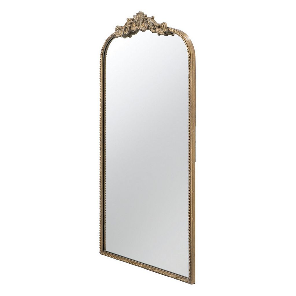 Kea 42 Inch Large Wall Mirror, Gold Curved Metal Frame, Baroque Design - View 2