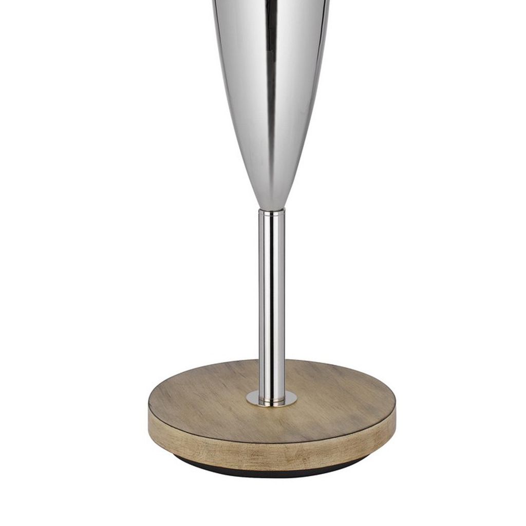 Charlie 61 Inch Modern Floor Lamp, Wood Table, 1 USB, Glossy, White, Brown - View 4