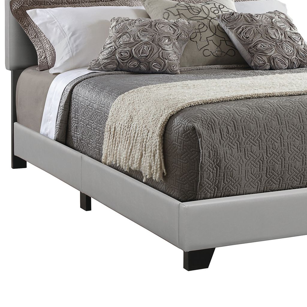 Leather Upholstered California King Size Platform Bed, Gray - View 3