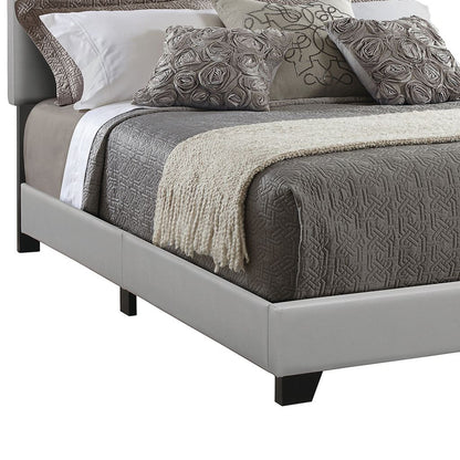 Leather Upholstered California King Size Platform Bed, Gray - View 3