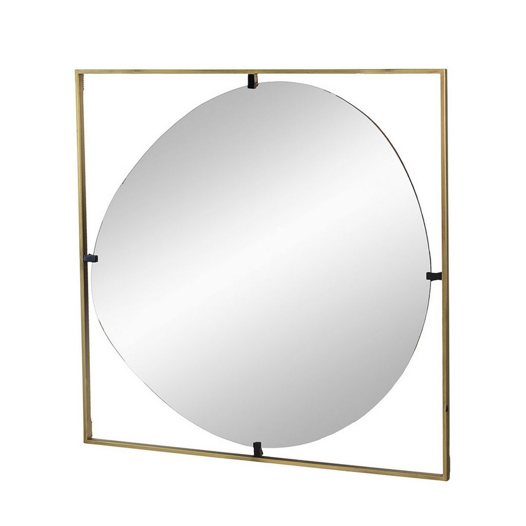 Ani 32 Inch Mirror, Artistic Oval Cut Out Design, Gold Finish Metal Frame - View 2