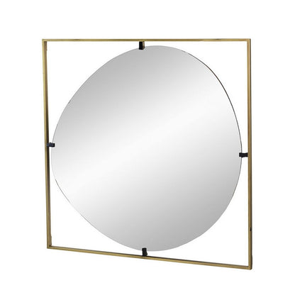 Ani 32 Inch Mirror, Artistic Oval Cut Out Design, Gold Finish Metal Frame - View 2