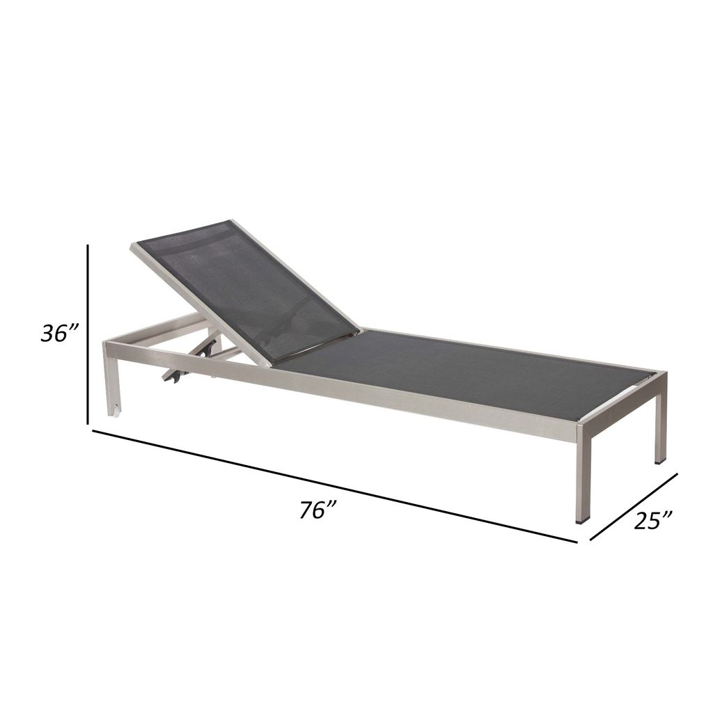 Anodized Aluminum Modern Patio Lounger In Black - View 6