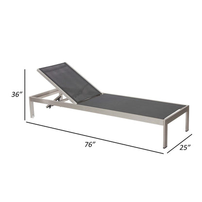 Anodized Aluminum Modern Patio Lounger In Black - View 6