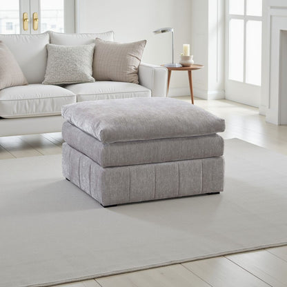 Luna 33 Inch Modular Ottoman, Three Layer Plush Cushioned Seat, Gray - View 7
