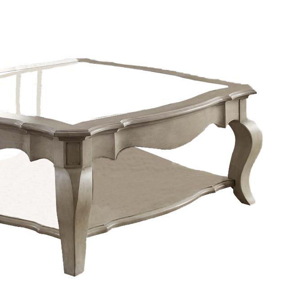 Charming Coffee Table, Brown& Clear Glass - View 4