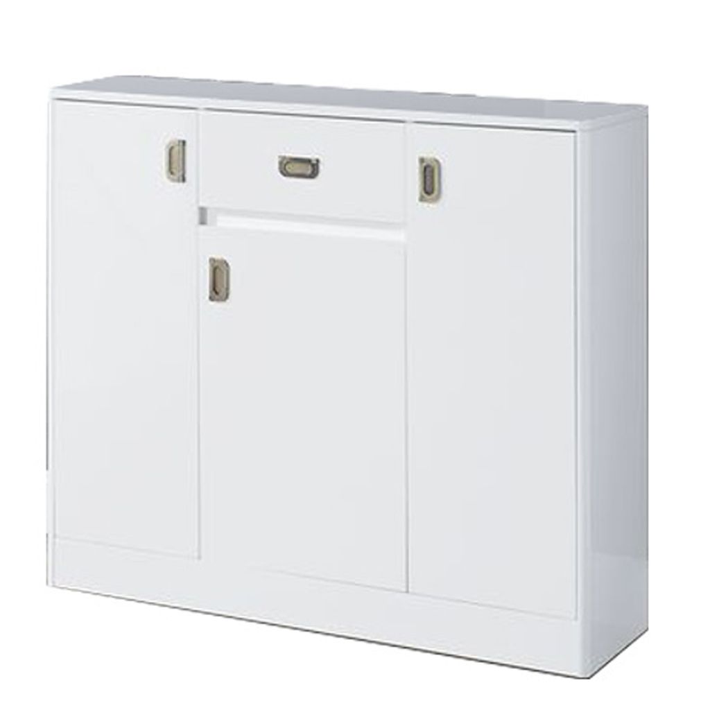 Server with 3 Door Storage and High Gloss, White