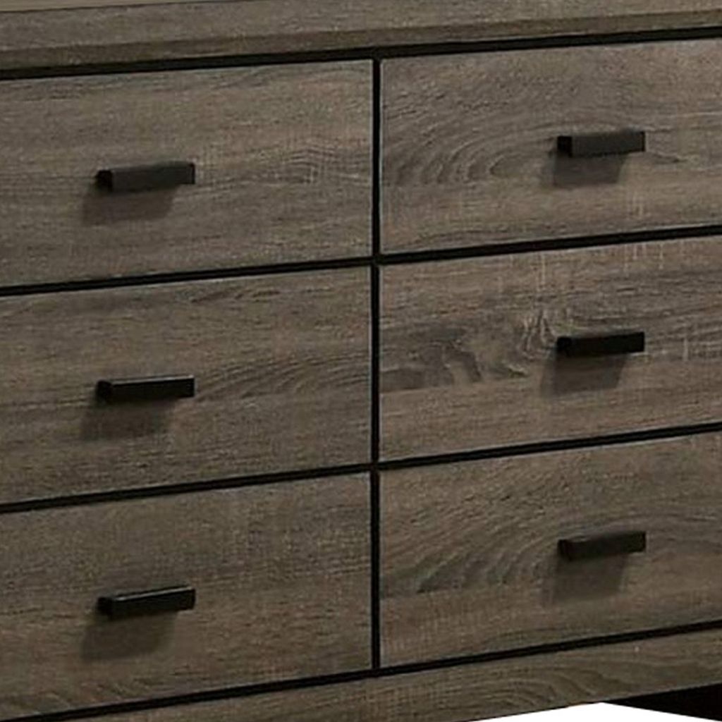 Dresser with Black Rectangular Pulls, Gray - View 3