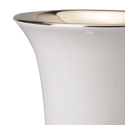 Ceramic Vase with Flared Top and Pedestal Base, Medium, White and Gold - View 2