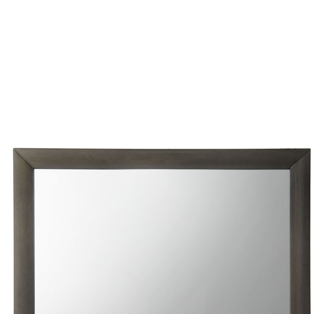 Transition Style Wooden Mirror with Rectangular Shape,Gray and Silver - View 3