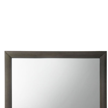 Transition Style Wooden Mirror with Rectangular Shape,Gray and Silver - View 3