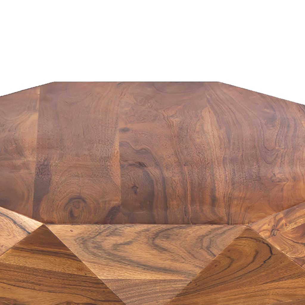 Bon 33 Inch Diamond Shape Acacia Wood Coffee Table With Smooth Top, Dark Brown - View 2